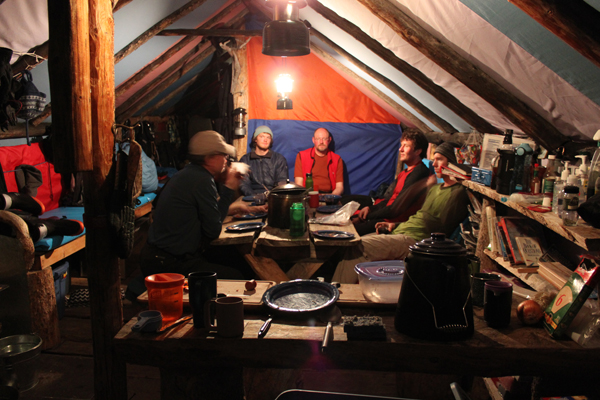 Dinner time on the final night at the Bench Hut.