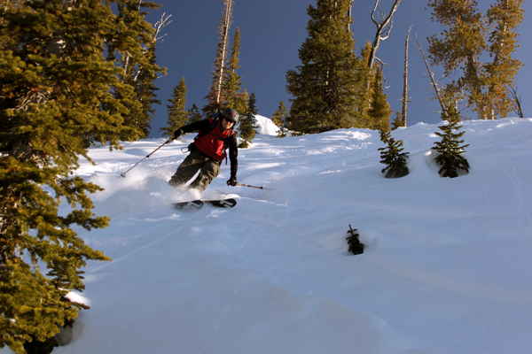 Mason Diedrich dodging mummified tracks on the sun-baked slopes of The Triangle.