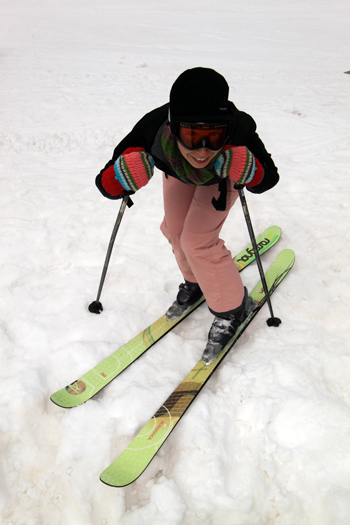 The author on her new Rossignol Voodoo BC 90 skis