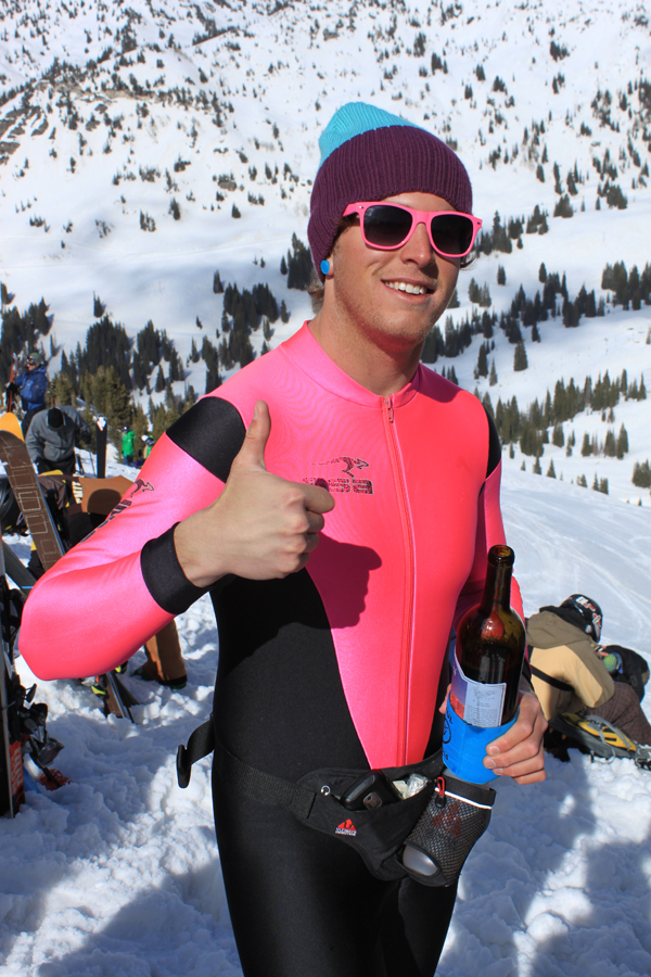 Pink spandex and cheap wine in a coozy - there is no shame on High Boy.