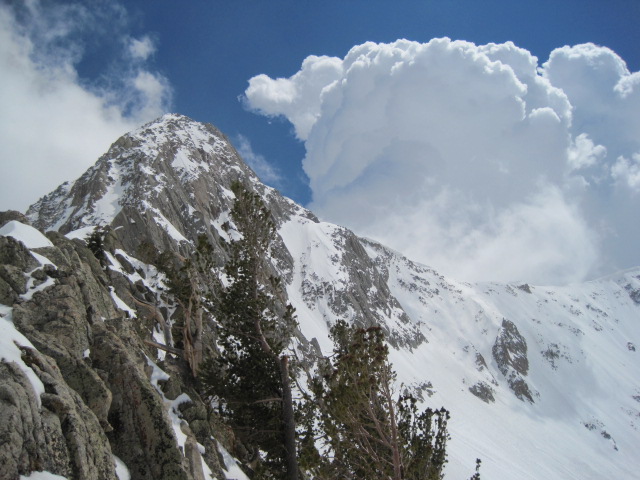 Storm clouds gather above the Pfeifferhorn, Utah's "Little Matterhorn."