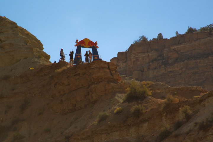 A mountain top starting-gate at the Red Bull Rampage.