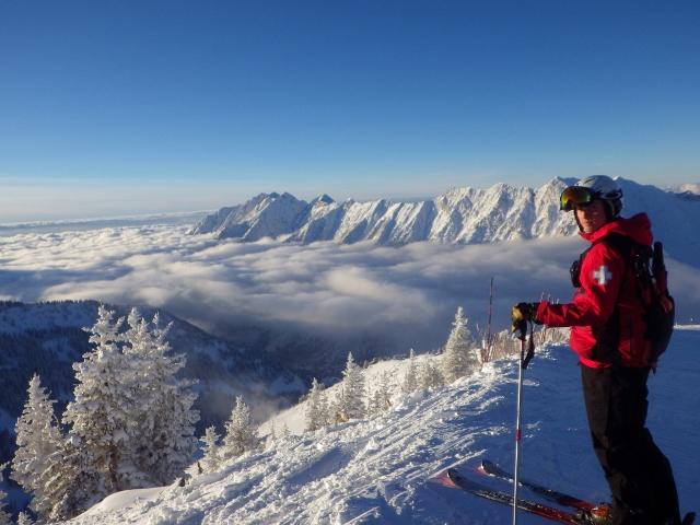 Blue skies and fresh snow - it pays to work above the valley inversion.