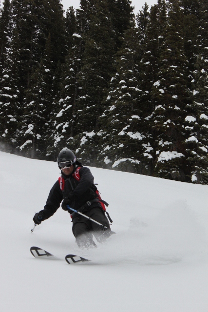 Adam Symonds makes a good ski model for Black Diamond with tips up on Noriega's Peak. (Photo: Jared Hargrave - UtahOutside.com)