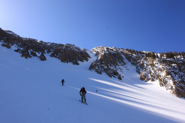 Approaching the Northwest Couloir for some backcountry skiing on Mount Nebo on Easter Sunday, 2013. (Photo: Jared Hargrave - UtahOutside.com)