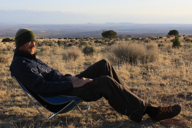 Lounging on a lazy morning in the Henry Mountains with the Alite Designs Mayfly Chair. (Photo: Adam Symonds)
