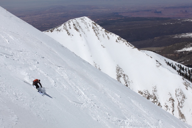 Justin Lozier skis Mount Tukuhnikivatz on a sunny, April day. (Photo: Jared Hargrave - UtahOutside.com)