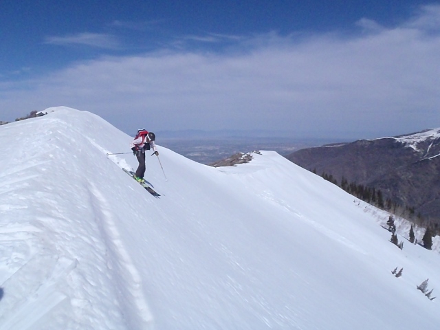 Backcountry skiing on Bountiful Peak with the Mountain Khakis Equatorial shirt. (Photo: Eric Ghanem)