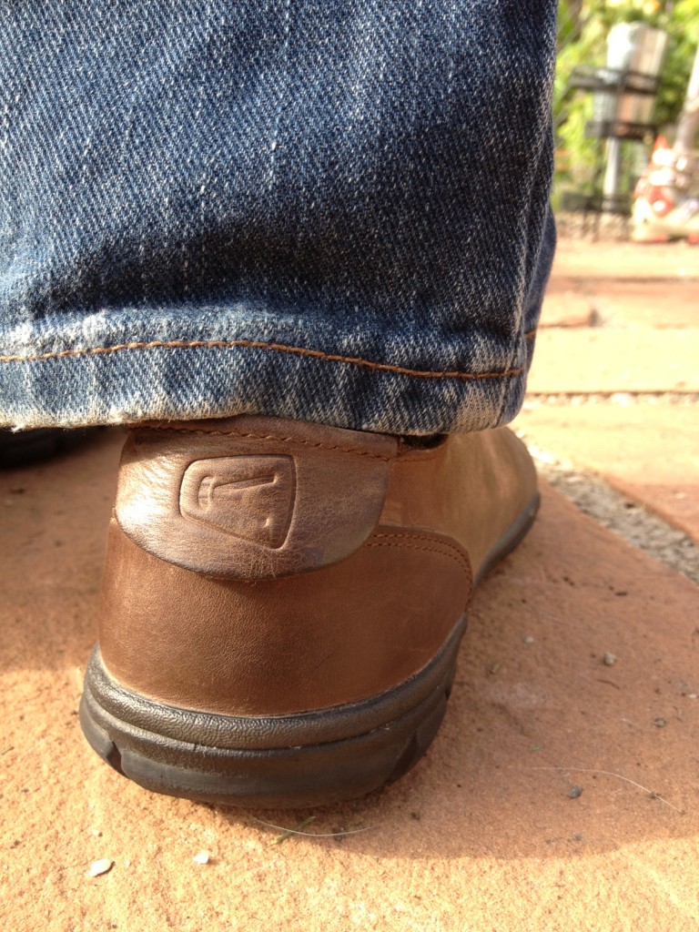 A look at the heel of the KEEN Bleecker CNX. That leather tab hangs up on the bottom pant hem, which get annoying. (Photo: Callista Pearson)