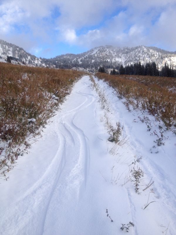Even the trails and roads at Alta were covered in enough snow to ski on September 27th, 2013. (Photo: Eric Ghanem)