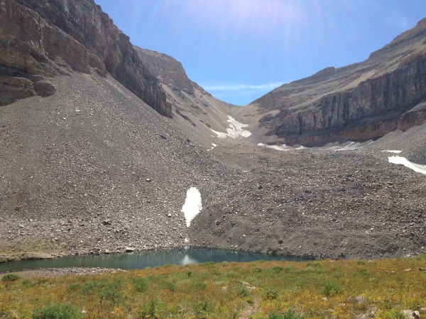Emerald Lake and the "glacier" on Mount Timpanogos