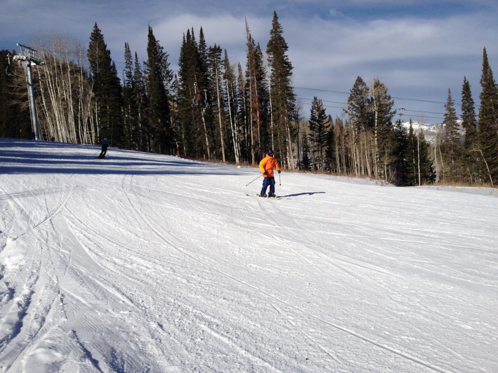 opening day skiers at solitude resort