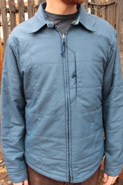 The DWR Nylon side of the Mountain Khakis Quilted Reversible Jacket. (Photo: Callista Pearson)