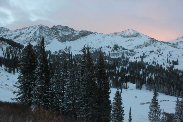 Sunrise over Alta as we skin toward Catherine Pass on our first backcountry tour of the season. (Photo: Jared Hargrave - UtahOutside.com)