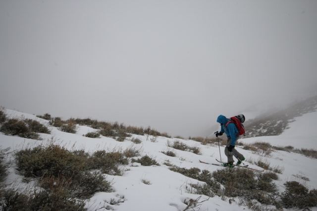 Visibility went to almost nothing as we approached the summit of Lewiston Peak. (Photo: Jared Hargrave - UtahOutside.com)