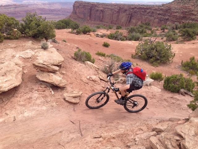  The author turning a corner on Big Chief, one of the east side trails at Dead Horse Point State Park (photo Todd Dinsmore)