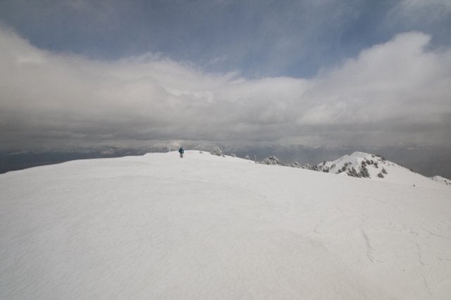 The summit of Box Elder Peak is wide and flat as it hides the east and west-facing slopes that earn the range "the steepest mountains in North America." (Photo: Jared Hargrave - UtahOutside.com)