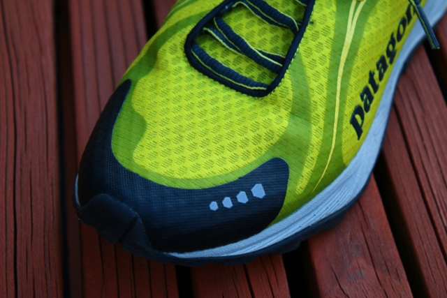 A closer look at the welded uppers and roomy tow box on the Patagonia Tsali 3.0 trail running shoes. (Photo: Jared Hargrave - UtahOutside.com)