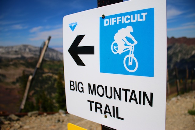 The Big Mountain Trail at Snowbird is well signed throughout, as it's the only mountain-bike specific trail at The 'Bird. (Photo: Jared Hargrave - UtahOutside.com)