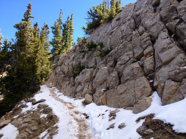 The trail to Sunset Peak can have snow and ice on the north side of the ascent ridge. (Photo: Jared Hargrave - UtahOutside.com)