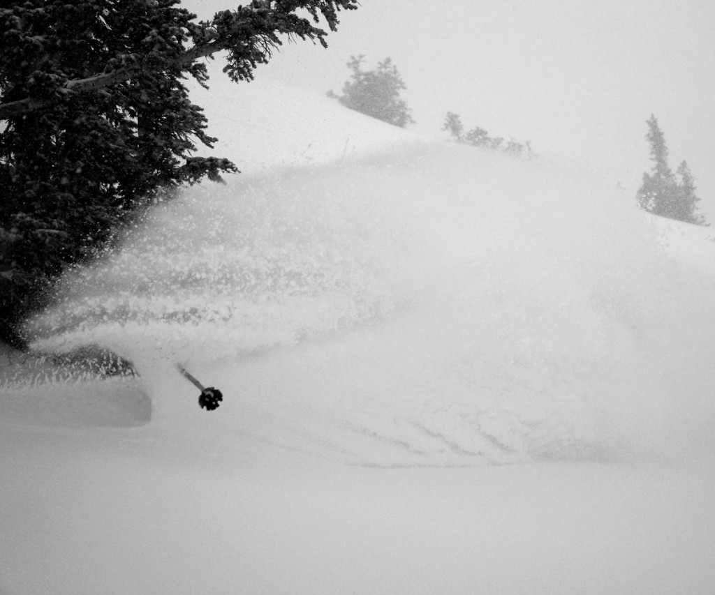 Jamey Parks reaps the rewards of staying strong until the end of the day on Alta's 2nd day of the season. (Photo: Alta)