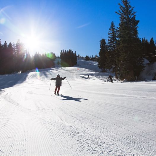 The first official photo of skiing at a Utah ski resort for the 2014/15 ski season at Brighton.  Enough snow fell over the weekend for groomed goodness and park tricks. (Photo: Brighton Resort)