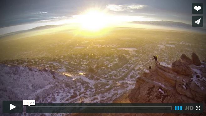 Still frame from the video, "Ski-BASE Hellgate and BASE Jump Squaw Peak."
