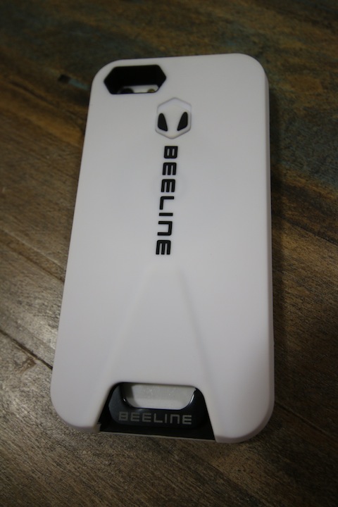 A look at the Beeline Case for the iPhone at Outdoor Retailer 2015 Winter Market. A carabiner and retractable cord come out from the bottom of the case. (Photo: Jared Hargrave - UtahOutside.com)