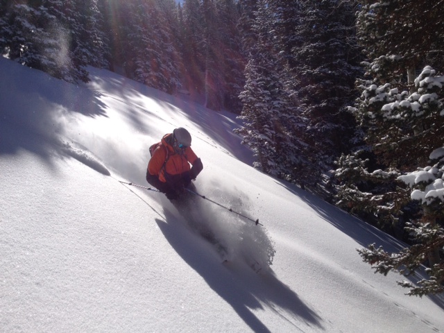 Adam Symonds finds fresh powder on north and west-facing slopes in Beartrap and Willow Forks on February 22, 2015. (Photo: Jared Hargrave - UtahOutside.com)