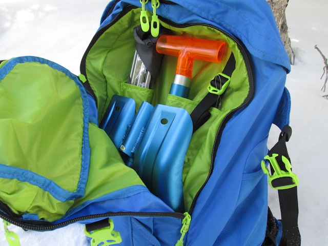 The rescue gear compartment on the Dakine Pro II pack has room for all of your backcountry essentials, and a great organization system (photo: Ryan Malavolta -UtahOutside.com)