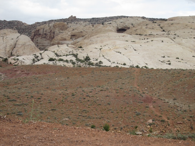  From the parking area, both Wild Horse Canyon and the alcove are visible. The canyon is on the left in this photo, and the alcove is on the right. (photo: Ryan Malavolta/Utahoutside.com)