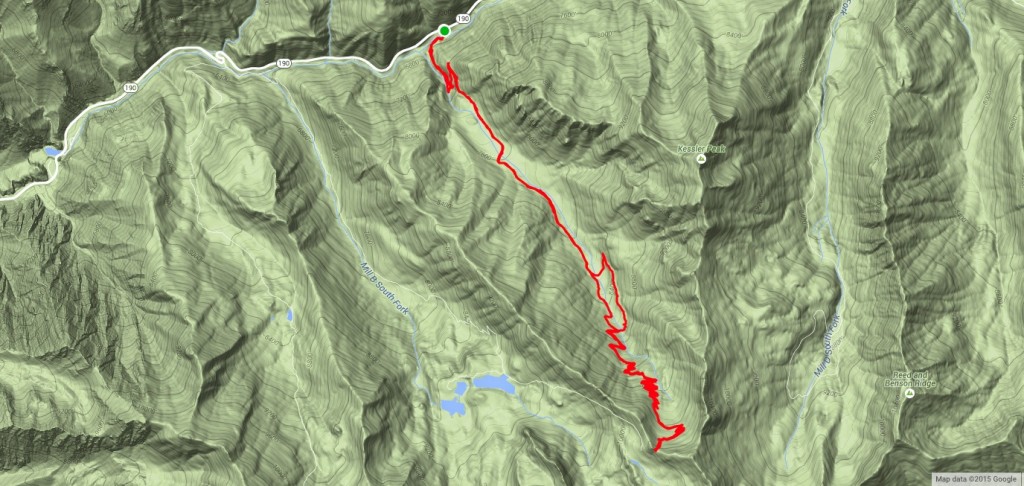 GPS track of a hike to the divide in Mineral Fork, with an alternate route up to the Wasatch Mine.