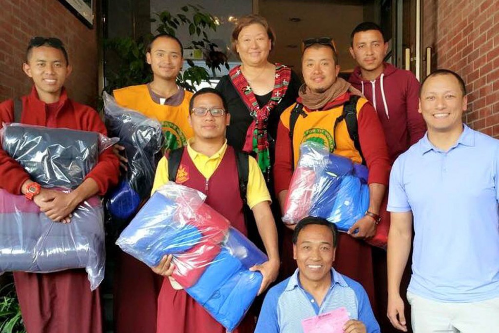 Blankets and donated to residents of Nepal as part of earthquake relief. Sherpa Adventure gear will sell T-0shirts at Outdoor retailer to raise additional funds. (Image: Sherpa Adventure Gear)
