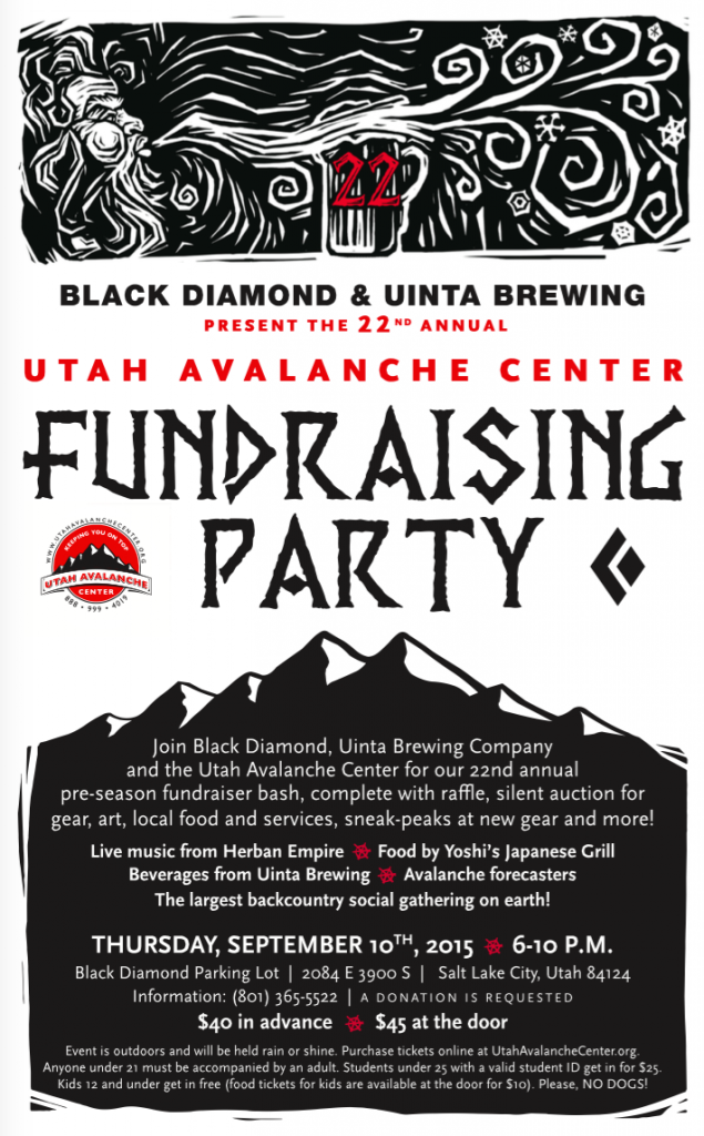 The 22nd annual Black Diamond UAC Fundraising Party takes place on September 10th, 2015.