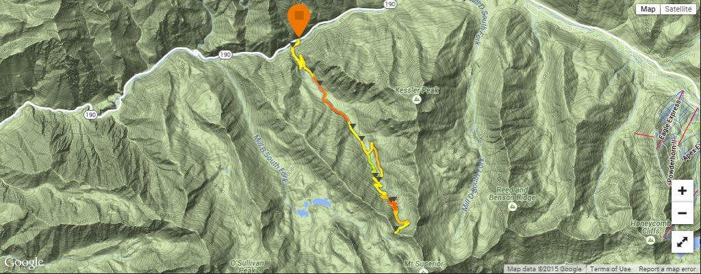 GPS map and track recorded with the Suunto Ambit3 Run from a trail run up Mineral Fork in Big Cottonwood Canyon. 