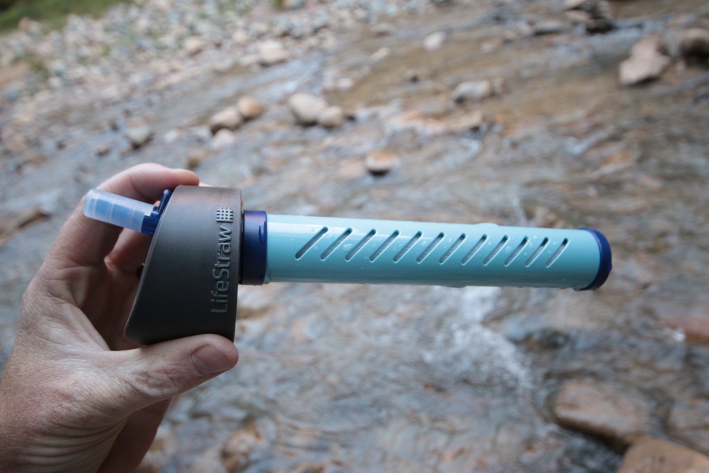 The filter is inside the straw. With the LifeStraw Go, all you have to do is fill then suck. (Photo: Jared Hargrave - UtahOutside.com)