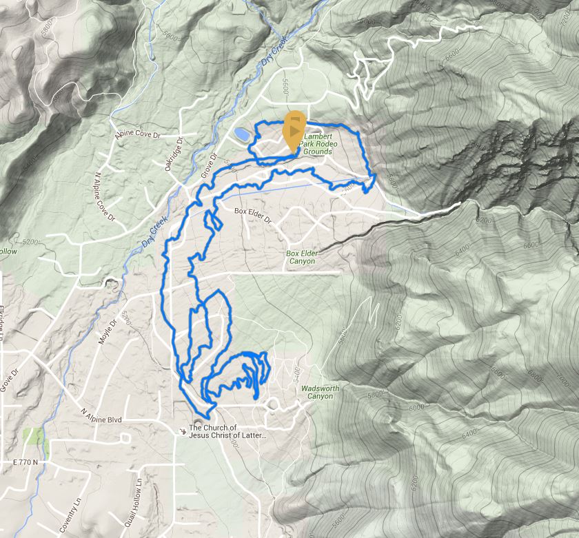 GPS track of the Lambert Classic loop in Lambert Park, Utah.
