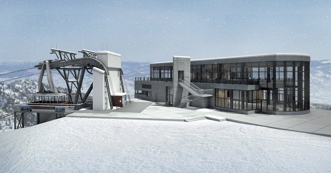 Artist rendering of the Summit at Snowbird, a new day-lodge at the top of Mount Baldy next to the upper tram station. (Image: Snowbird)
