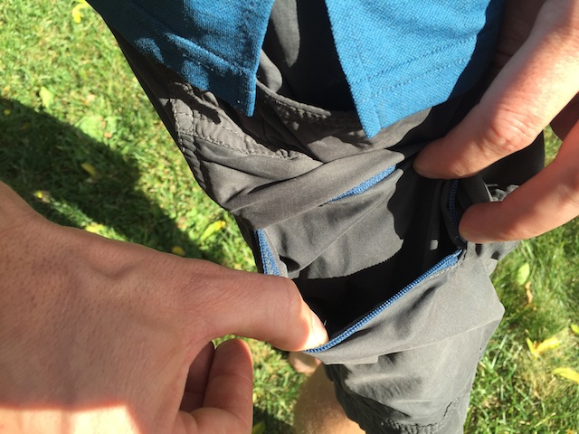 A closer look at the front stash pockets on the White Sierra shorts. Great for keeping keys, compass, or any small items safe and secure. (photo: Ryan Malavolta/Utahoutside.com)