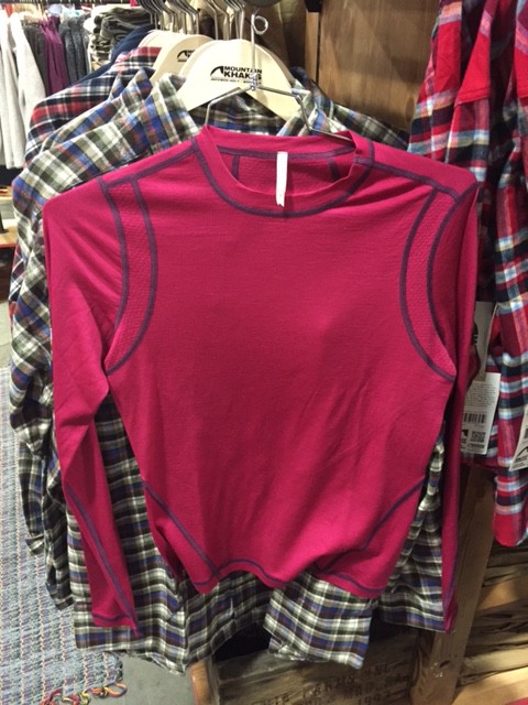 Mountain Khakis Rendezvous Micro Crew Shirt atOutdoor Retailer 2016 Winter Market. (Photo: Jared Hargrave - UtahOutside.com)