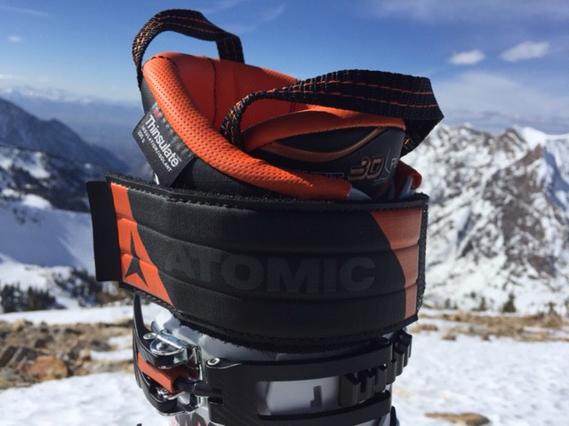 A beefy cuff strap keeps shins in place in the Atomic Hawx Ultra ski boot. (Photo: Jared Hargrave - UtahOutside.com)