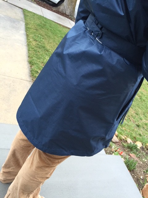 A long hem keeps the butt nice and dry on rainy days. You can even sit on a wet park bench without worry. (Photo: jared Hargrave - UtahOutside.com)