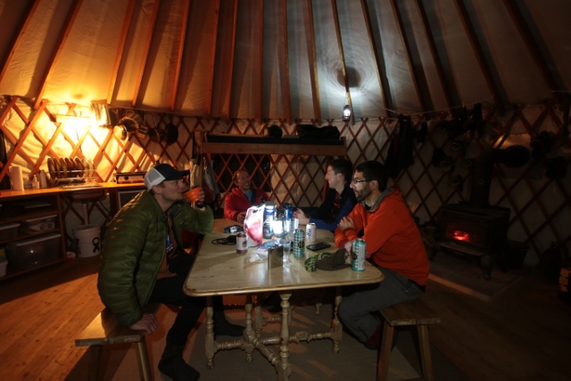 Hanging out around the table at the Geyser Pass Yurt. (Photo: Jared Hargrave - UtahOutside.com)