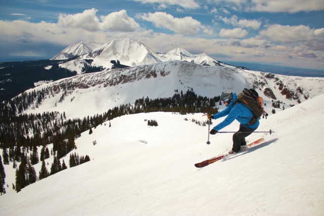 Mason Diedrich skis thwe southeast face of Mann's Peak. (Photo: Jared Hargrave - UtahOutside.com)