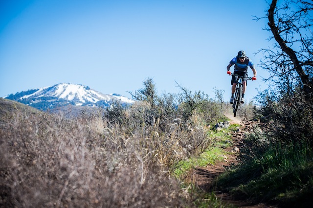 Even though the high country is still covered in snow, there are many good low-elevation trails to ride in the spring at park City. (Photo: Mike Schirf)