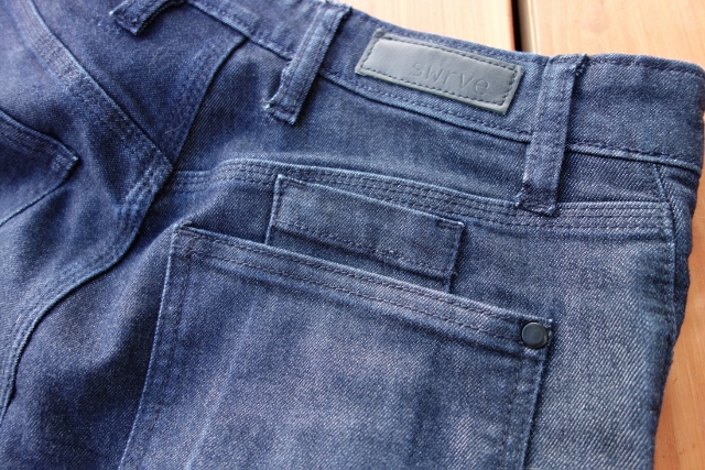 A closer look at the backside of the swrve Slim Fit CORDURA jeans. Bonus points for the triple stitches on high pressure areas and the oh-so-rare sixth pocket! (photo: Ryan Malavolta/Utahoutside)