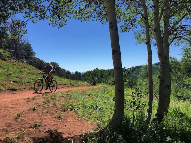 The only climb on the Wasatch Crest is the "Fakies," a series of steepish uphills of loose, red dirt that many riders gripe about. (Photo: Jared Hargrave - UtahOutside.com)