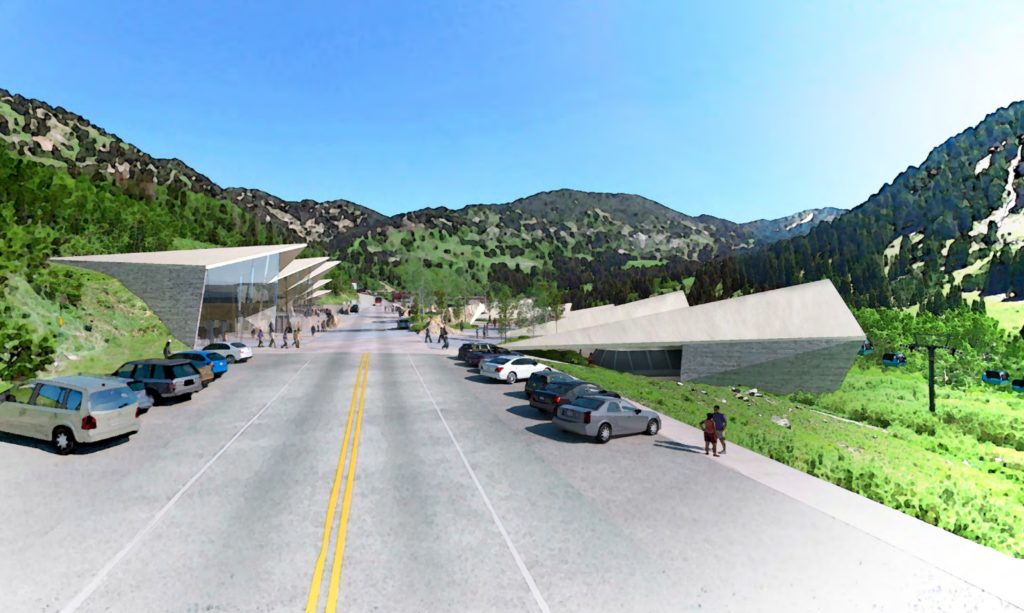 Artist's rendition of a proposed "main street" commercial core alongside SR 210 in the Town of Alta. (Image: Town of Alta/Landmark Design)