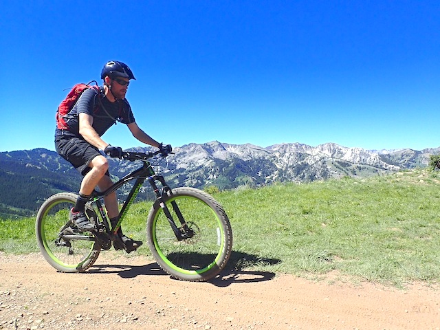 Mountain biking on the Wasatch Crest in the middle of a 32-mile ride with the Avalanche Striker shirt. (Photo: Mason Diedrich)