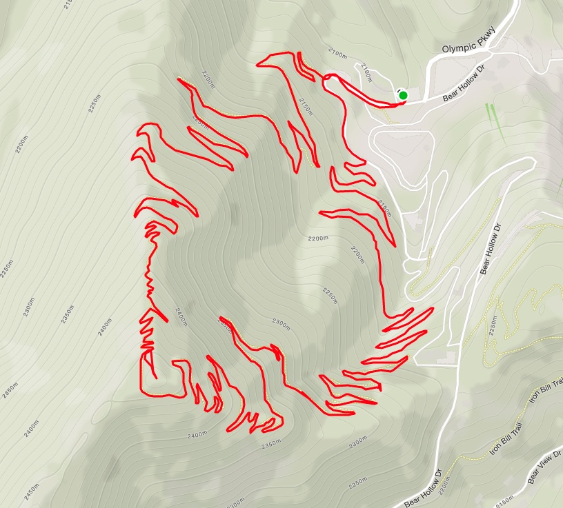 GPS route of the UOP Bobsled mountain biking loop.